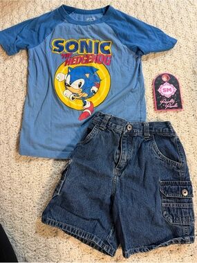 Wrangler Blue Sonic the Hedgehog Graphic Tee and Denim Shorts Set